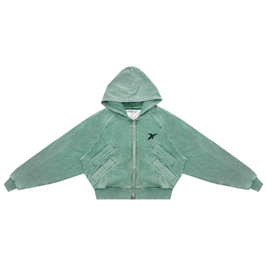 The Core Zip-Up - Washed Green PREORDER